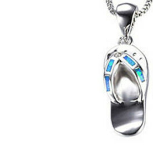 Flip Flop Beach Blue Fire Opal  Necklace nwt - Picture 2 of 8